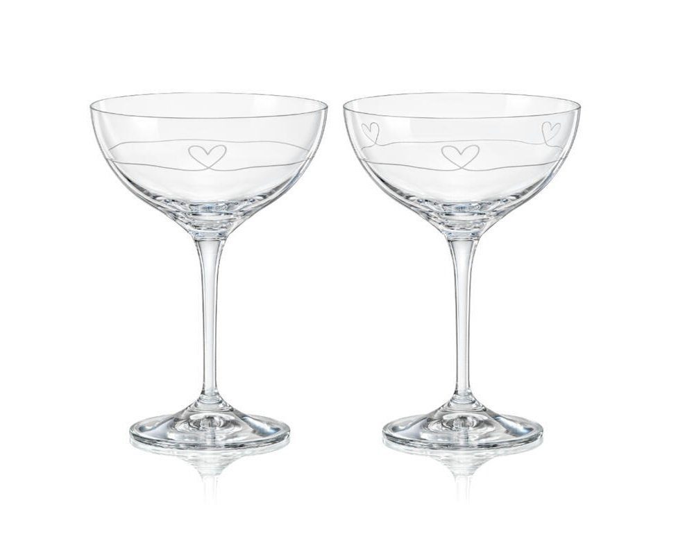 Champagnerglas DIAMOND HEART Sektschale Coupe Kristallgläser 210 ml 2er Set