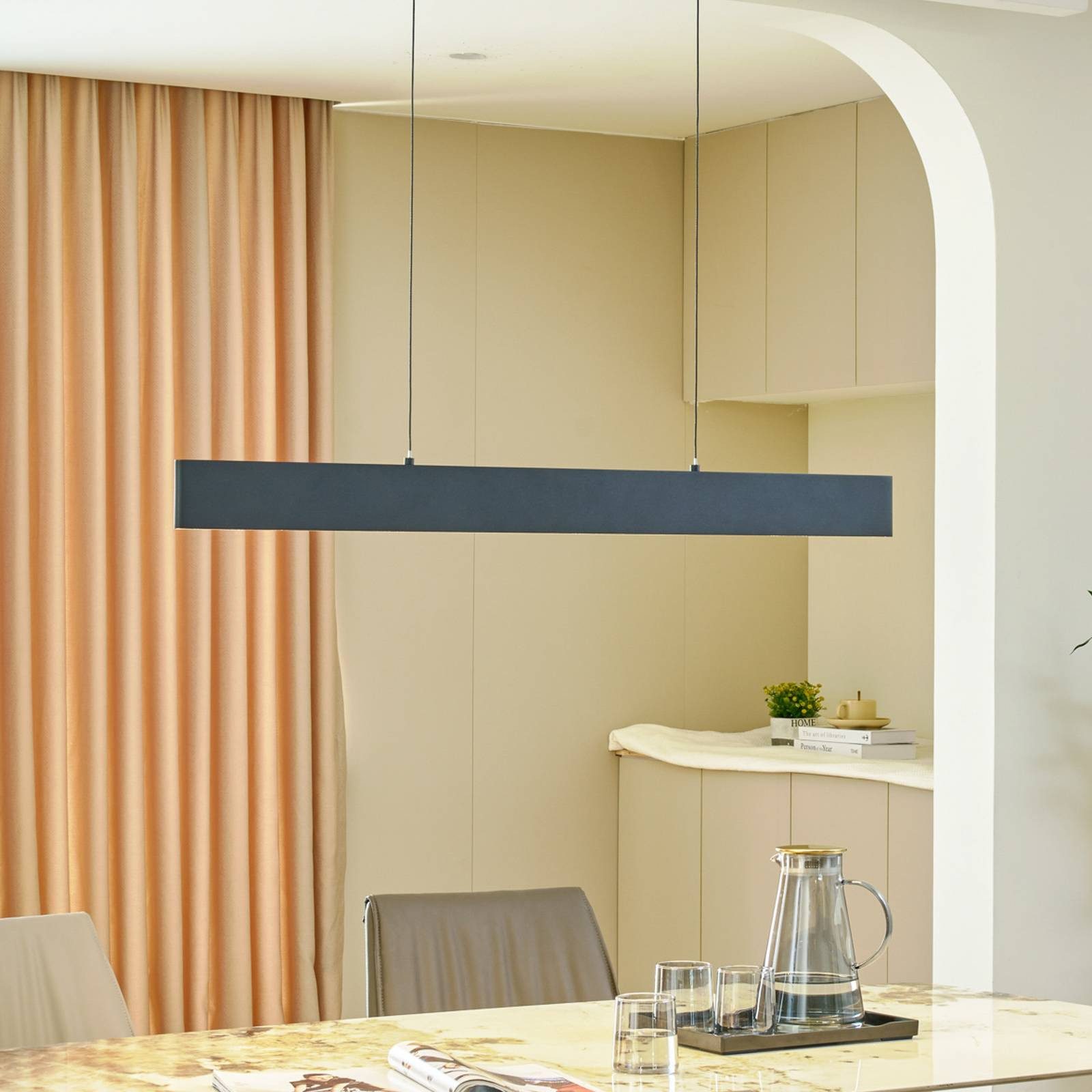 Lucande Hängeleuchte Philine, LED Schwarz warmweiß IP20, LED 17 W gesamt, warmweiß