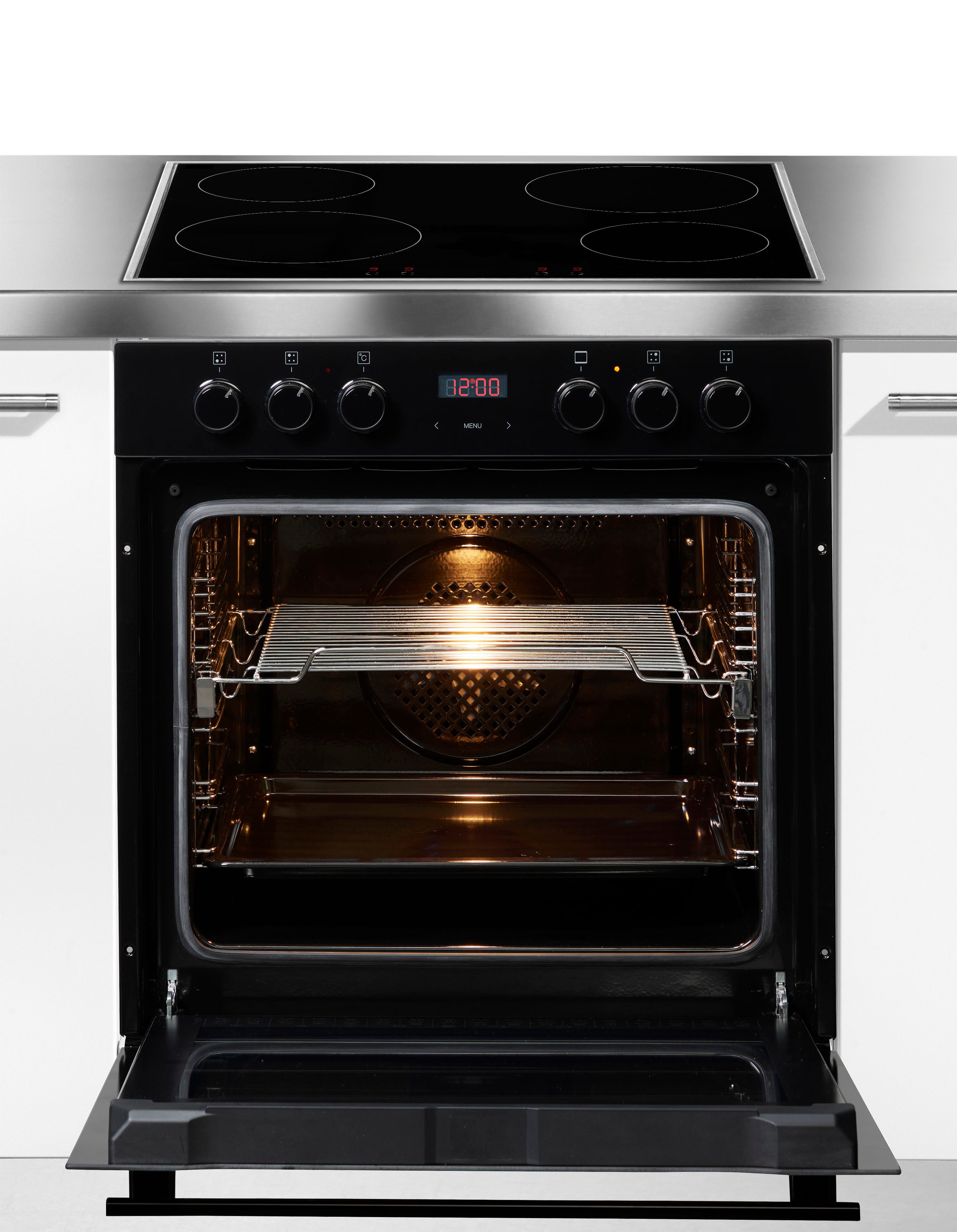 Amica Induktions Herd-Set EHIX 933 133 S, mit 1-fach-Teleskopauszug, Simple Steam Reinigungsfunktion, Bequemes Kochen und Backen mit viel Komfort im Alltag