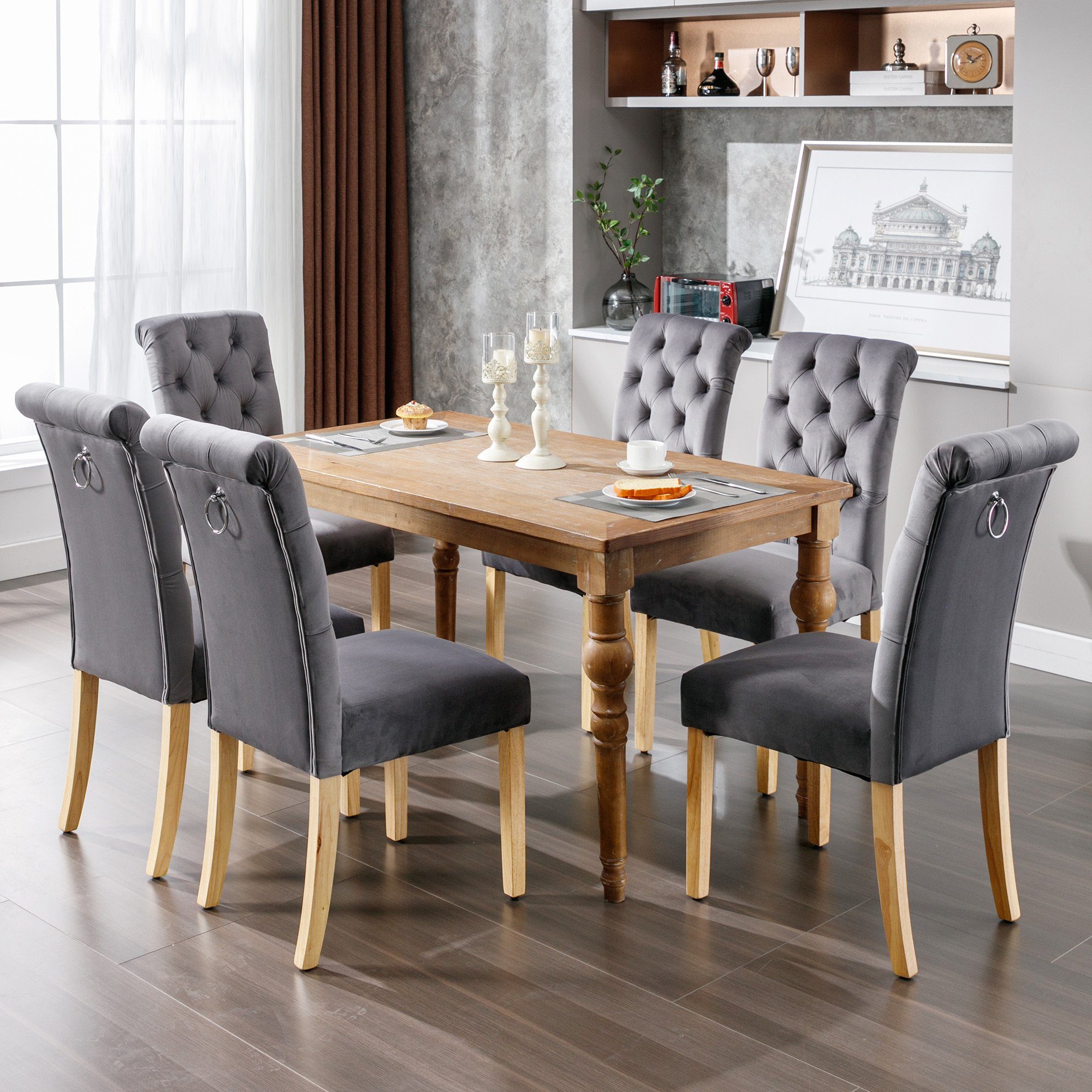 Flieks Esszimmerstuhl (6 St), 6er Set Polsterstuhl Wohnzimmerstuhl Samt mit günstig online kaufen