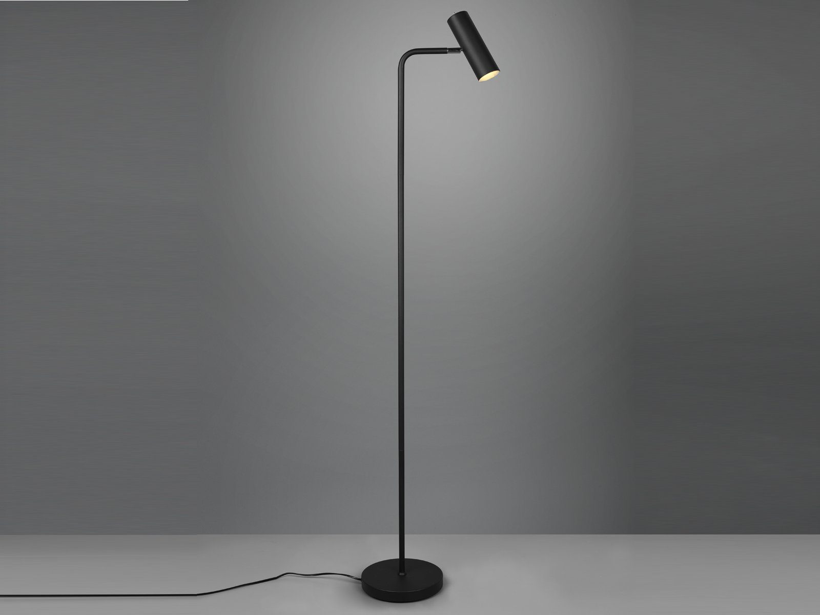 meineWunschleuchte LED Leselicht Stehlampe, Höhe matt Warmweiß, LED Ecke, wechselbar, Dimmfunktion, Leselampe Schwarz Schwarz Lampenschirm 151cm schwenkbar