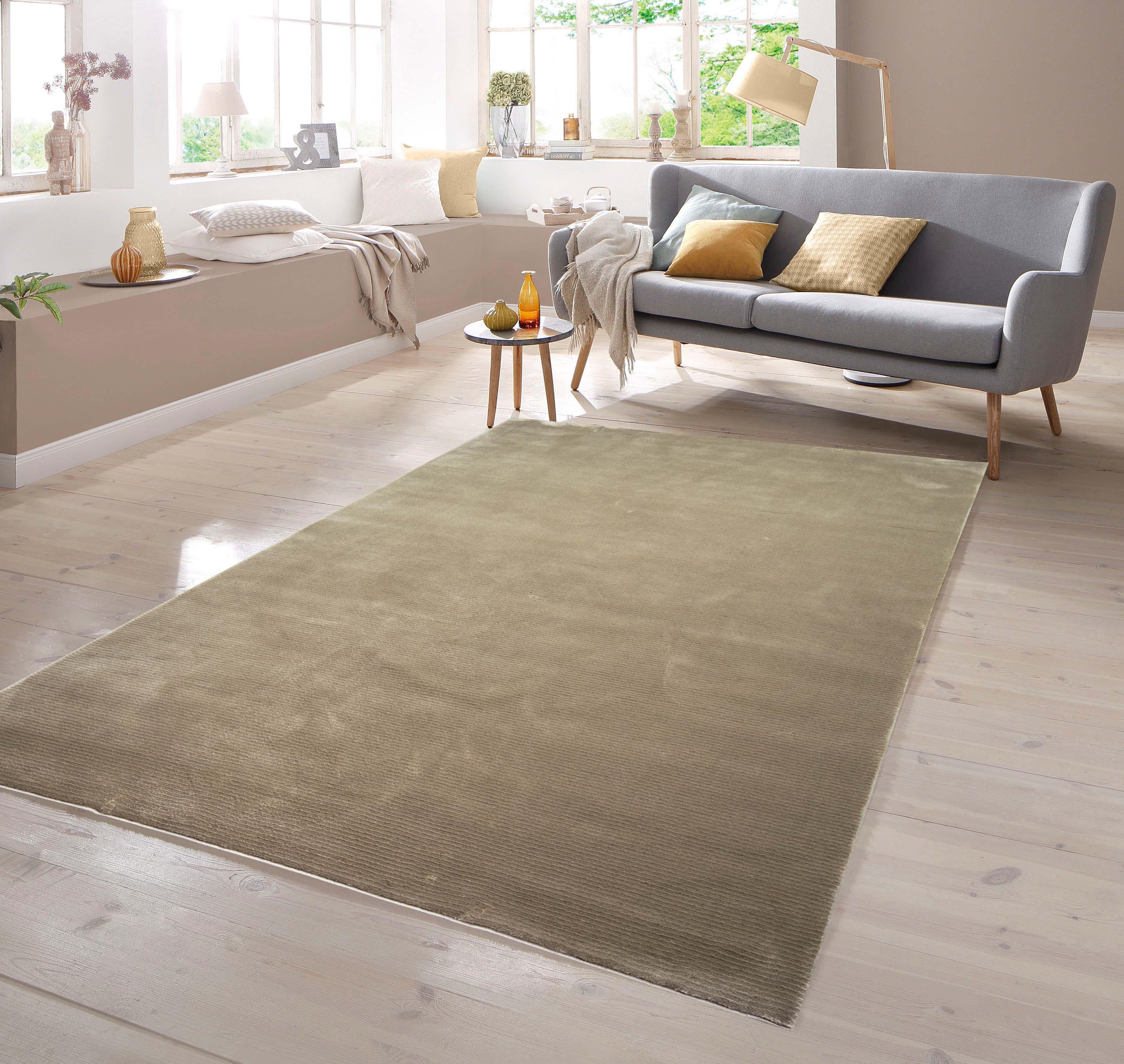 TeppichHome24 Teppich Teppich Kurzflor uni beige, rechteckig