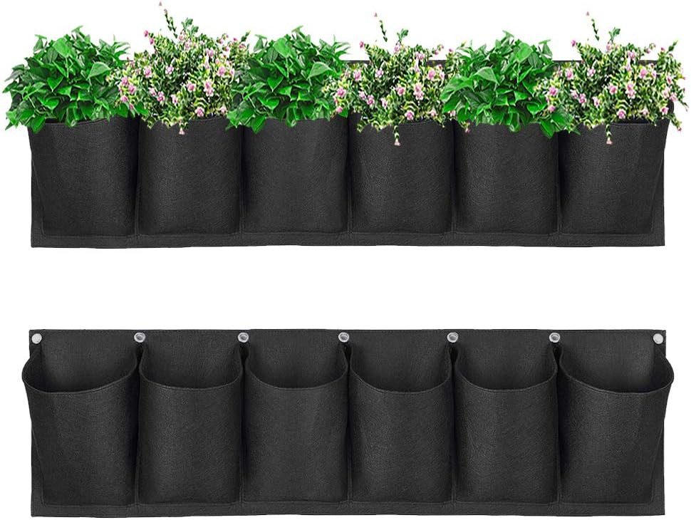 Brücke Anzuchttopf Hängende vertikale Gartenpflanzen-Wandpflanztasche mit 6 Taschen, Pflanzbeutel verwenden umweltfreundliche Filzmaterialien, Atmungsaktiv