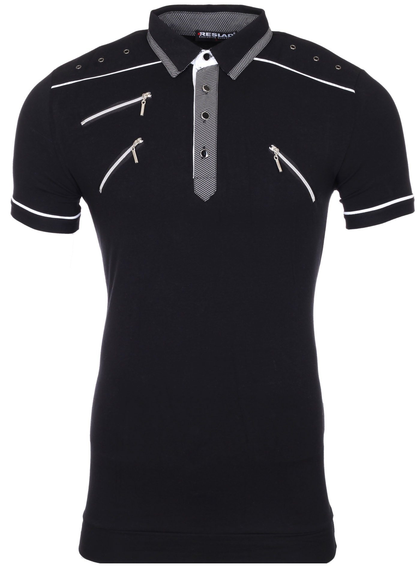 Reslad Poloshirt Style RS-5028 Zipper Zipper Poloshirt Reslad Shirt T-Shirt Herren (1-tlg) Style Polo schwarz