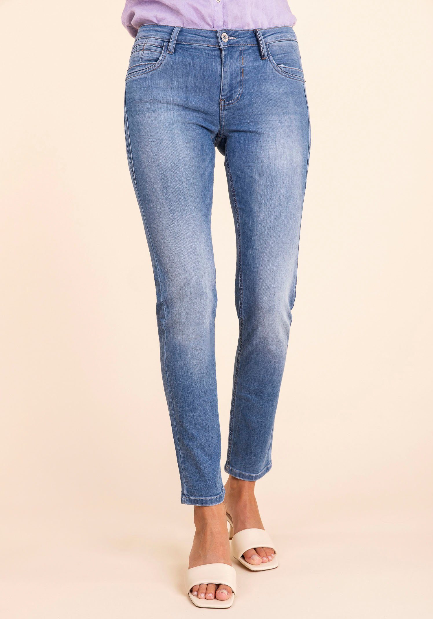 Stretchanteil Passform Slim-fit-Jeans NANCY mit tolle pacific used) für FIRE BLUE (dark eine