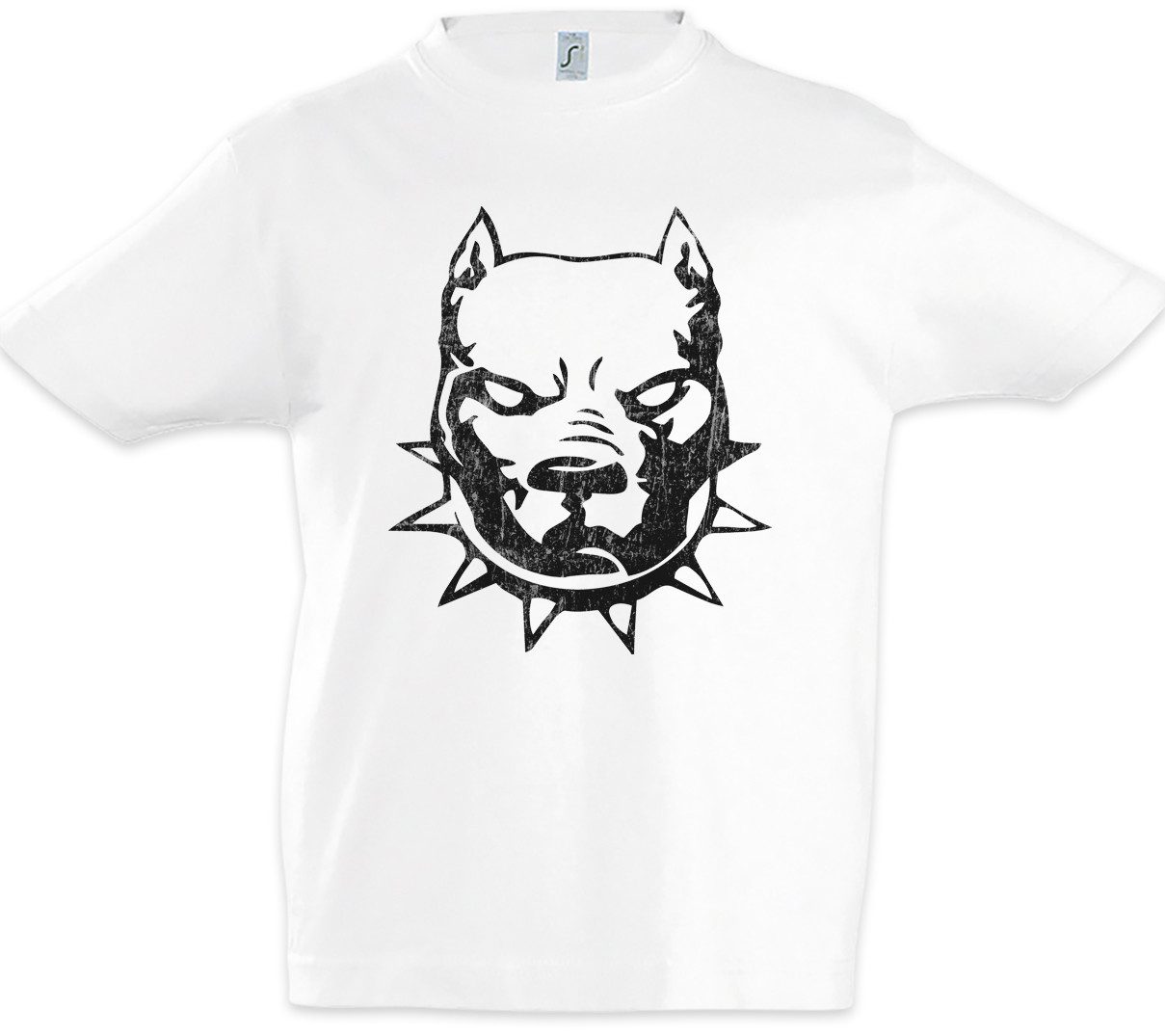 Print-Shirt Pit Dog Bull Kinder T-Shirt Kette Bissiger Hund Rottweiler Bullterier