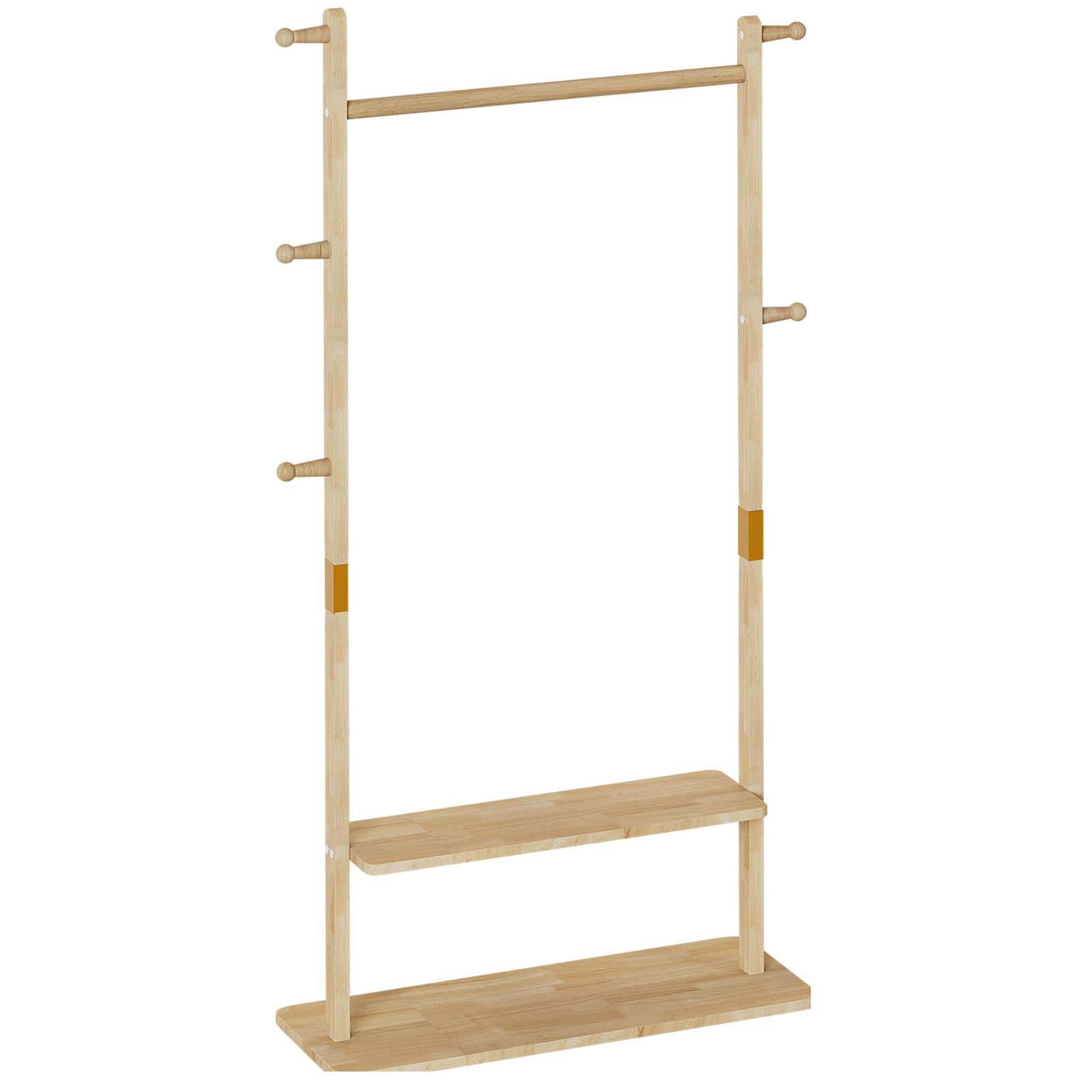 Yorbay Kleiderständer Garderobenständer aus Massivholz mit Ablagebrettern & günstig online kaufen