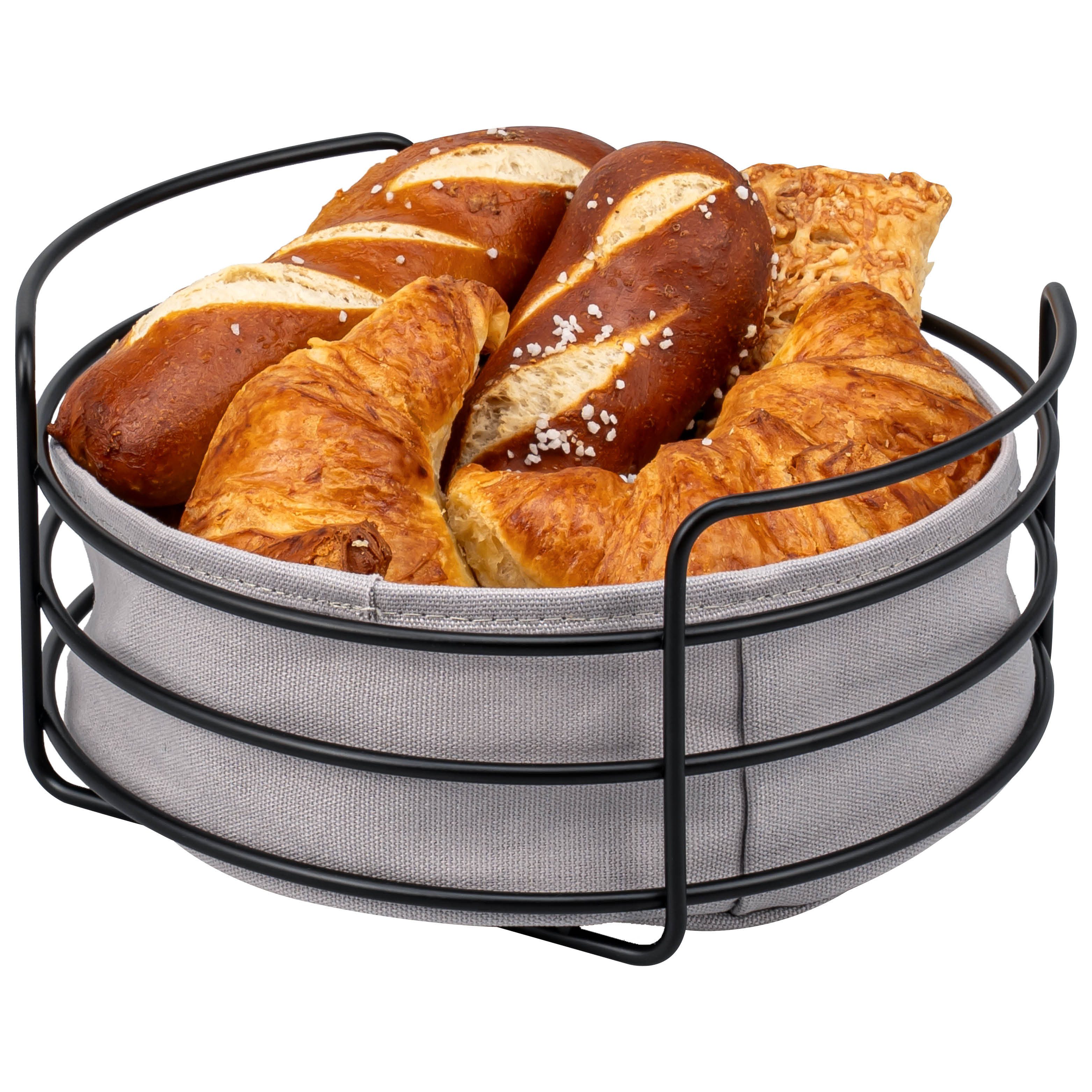 eluno Obstschale mit abnehmbarem Bezug, aus schwarzem Metall, Metall, Baumwolle, abnehmbarer Stoffeinsatz