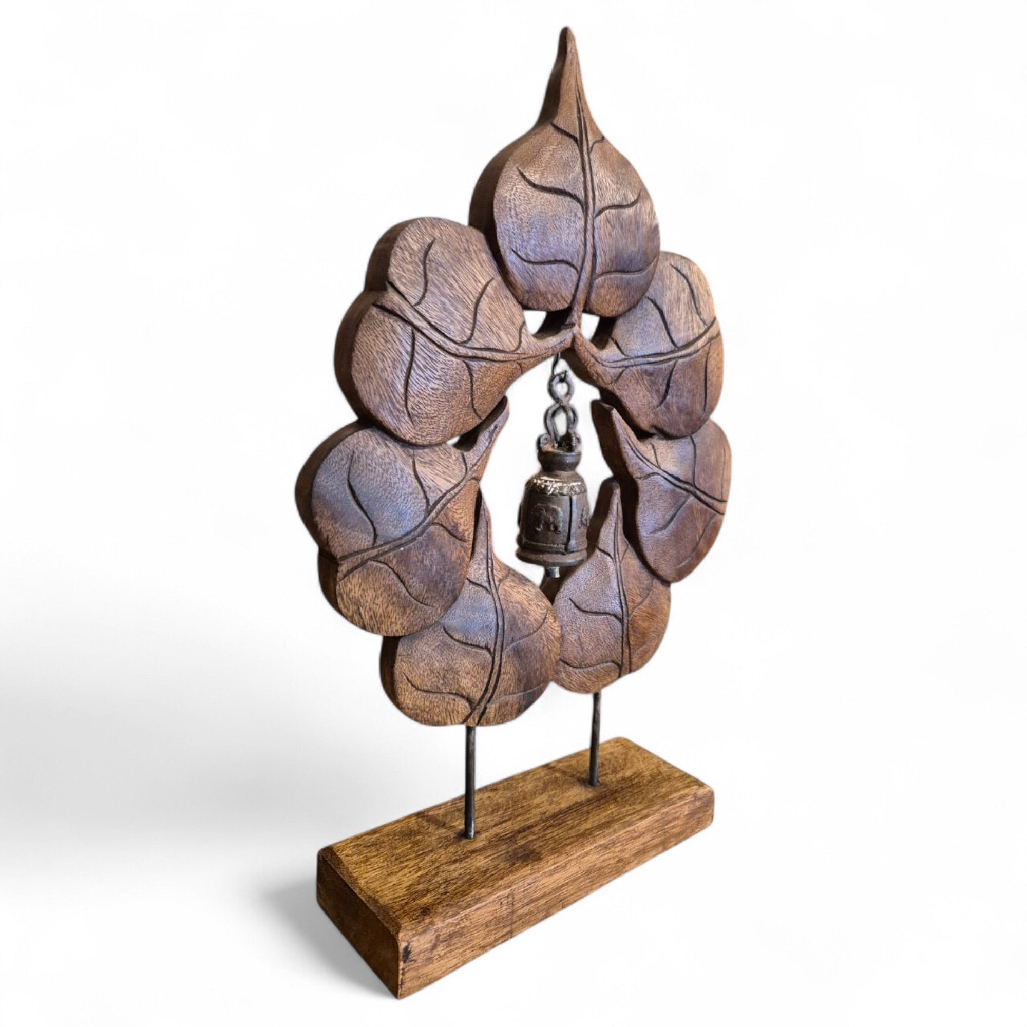Kinaree Skulptur Thai Lebensbaum mit Glocke, Schnitzerei, Unikate, Tempelglocke