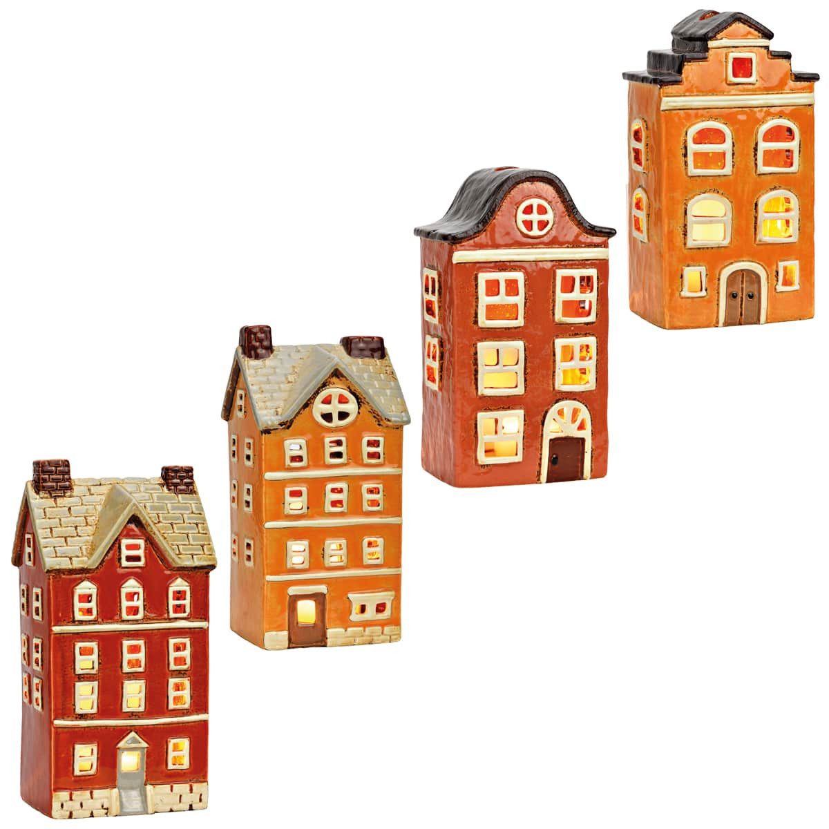 matches21 HOME & HOBBY Bilderrahmen Rotes Windlicht Dekohaus Teelichthaus aus Steingut, 13x22x9 cm, (1 St), Lichterhaus als festliche Weihnachts- und Herbstdeko – Bild 3 von 3