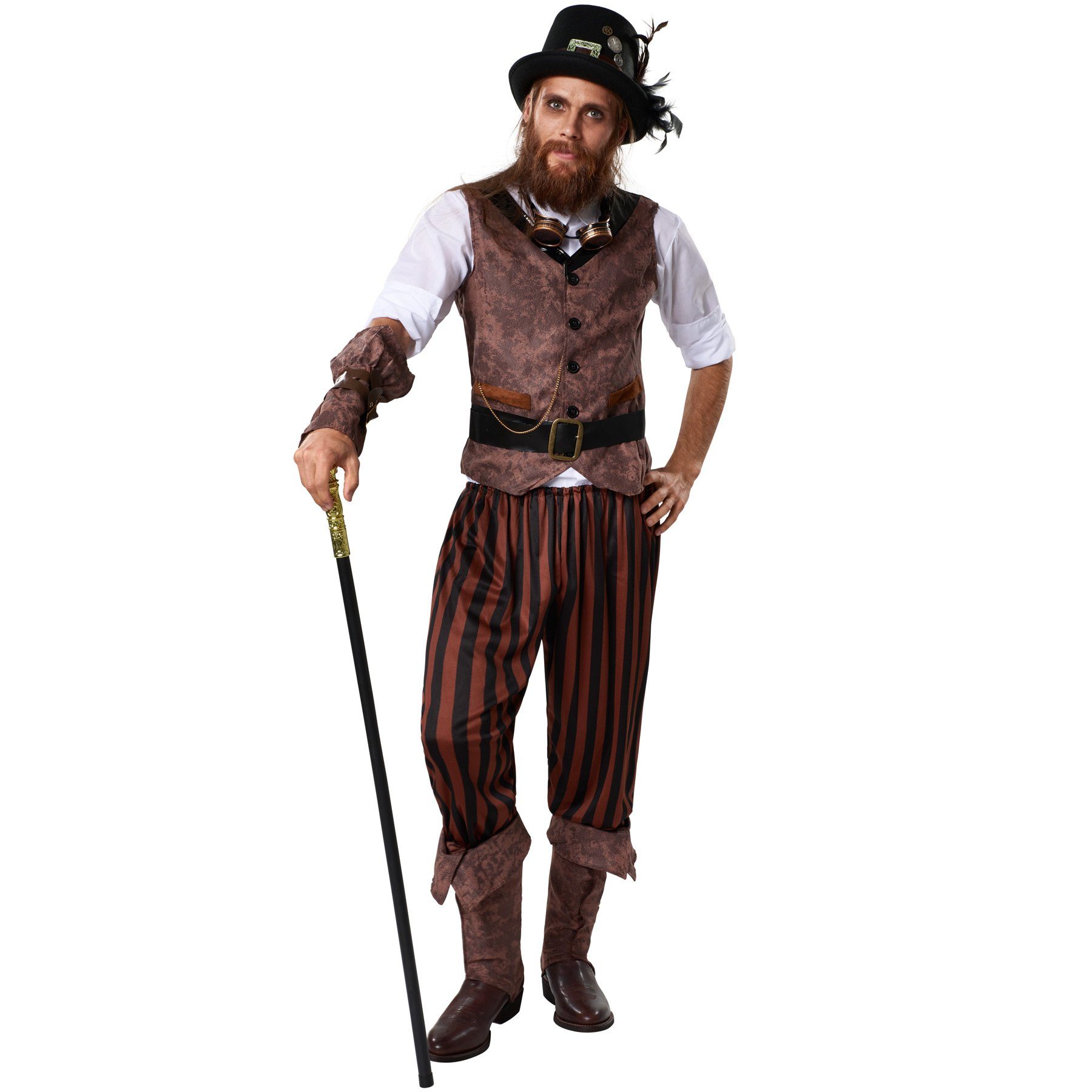 dressforfun Kostüm Herrenkostüm Steampunk Abenteurer, Lange, gestreifte Sat günstig online kaufen