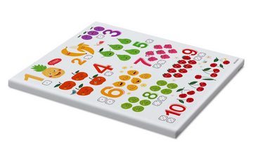 Posterlounge Leinwandbild Heyduda, Zahlen lernen mit frechen Früchten, Klassenzimmer Kindermotive