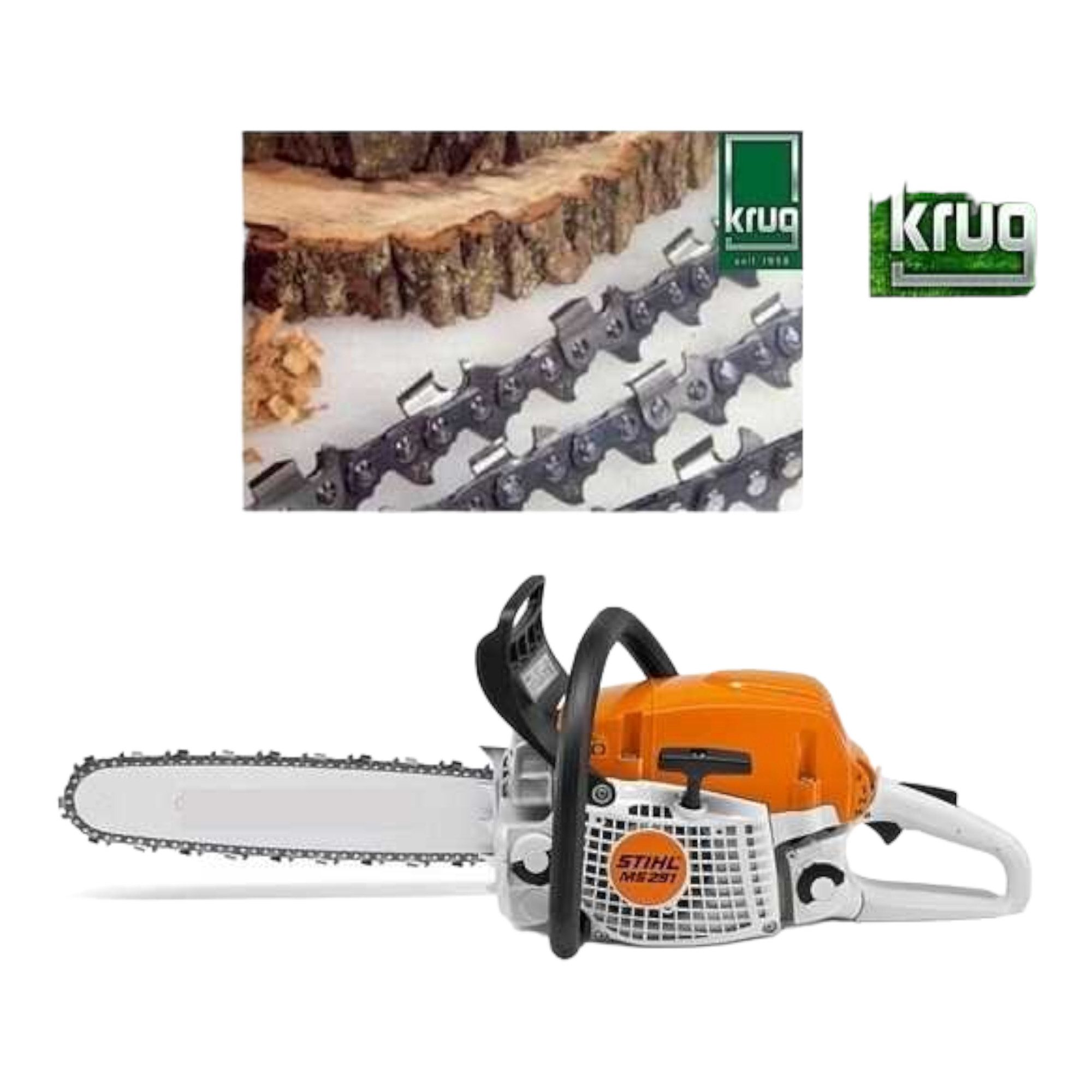 STIHL Benzin-Kettensäge SET: Stihl Benzin-Kettensäge MS 291 + 20 Sägeketten (45 cm)
