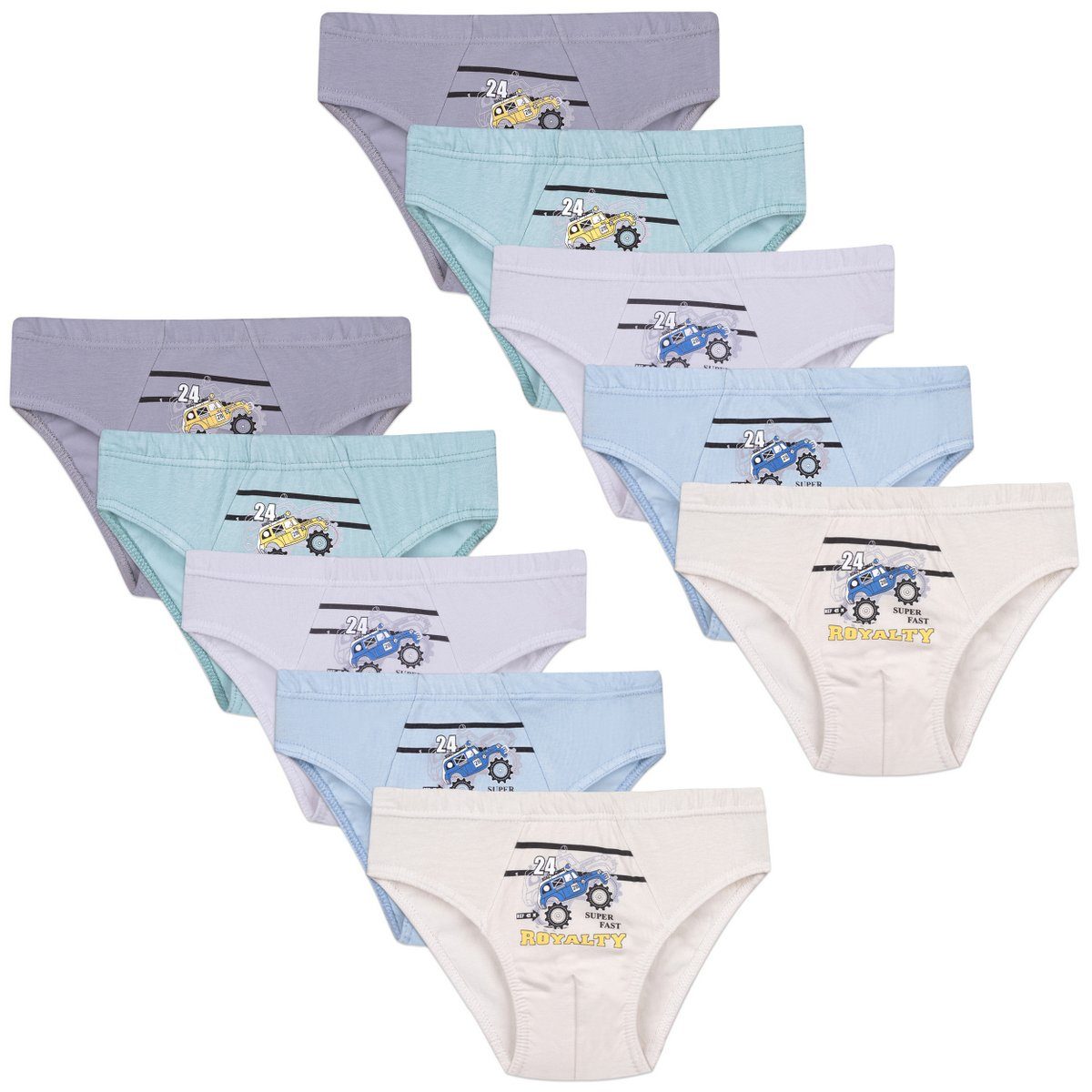 LOREZA Slip 10 Jungen Slips Baumwolle Unterhosen Unterwäsche - Rallye (Set, 10-St)