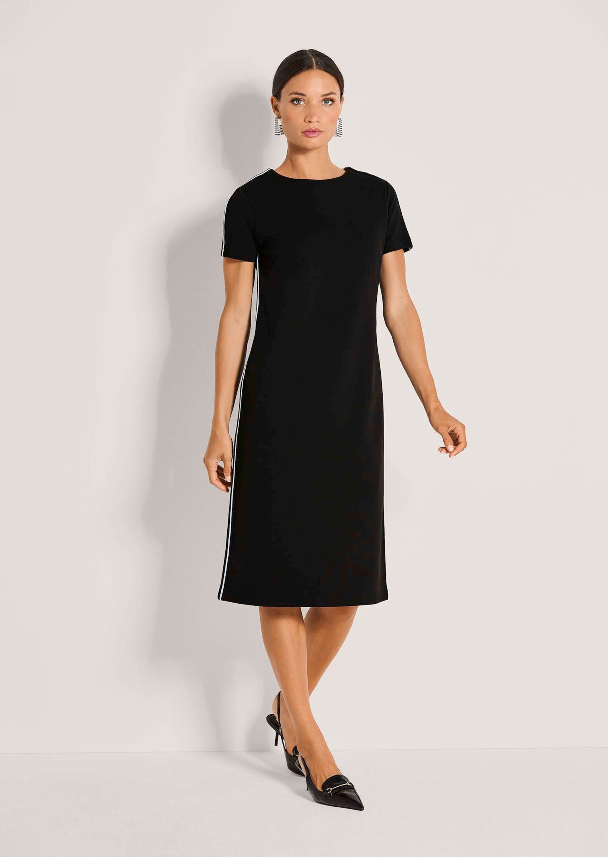 MADELEINE Maxikleid Viskosekleid mit Kontraststreifen Midikleid mit Rundhal günstig online kaufen