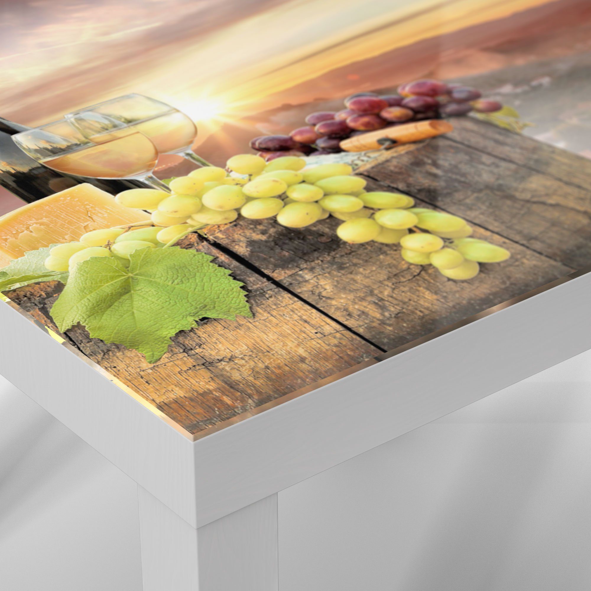 DEQORI Couchtisch 'Käse in Glastisch & Beistelltisch modern Abendsonne', Wein Weiß Glas