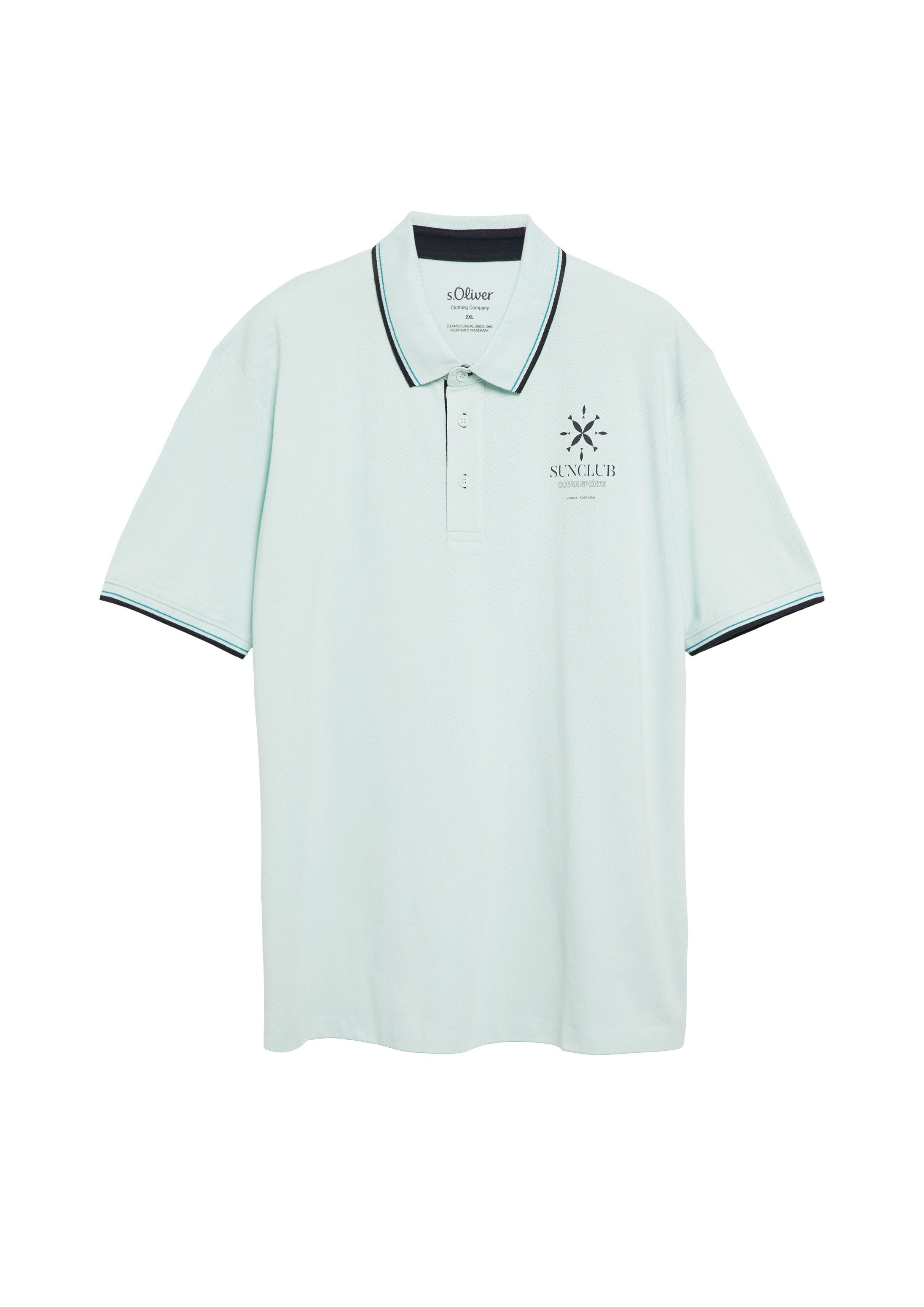 s.Oliver Kurzarmshirt Polo-Shirt Poloshirt aus Baumwollpiqué mit Kontrast-Details