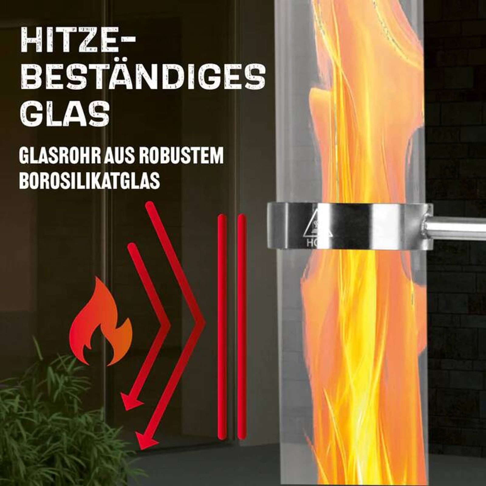 LANDMANN Feuerschale LANDMANN Feuerrohr Feuersäule Pellet Feuerstelle 132cm Edelstahl