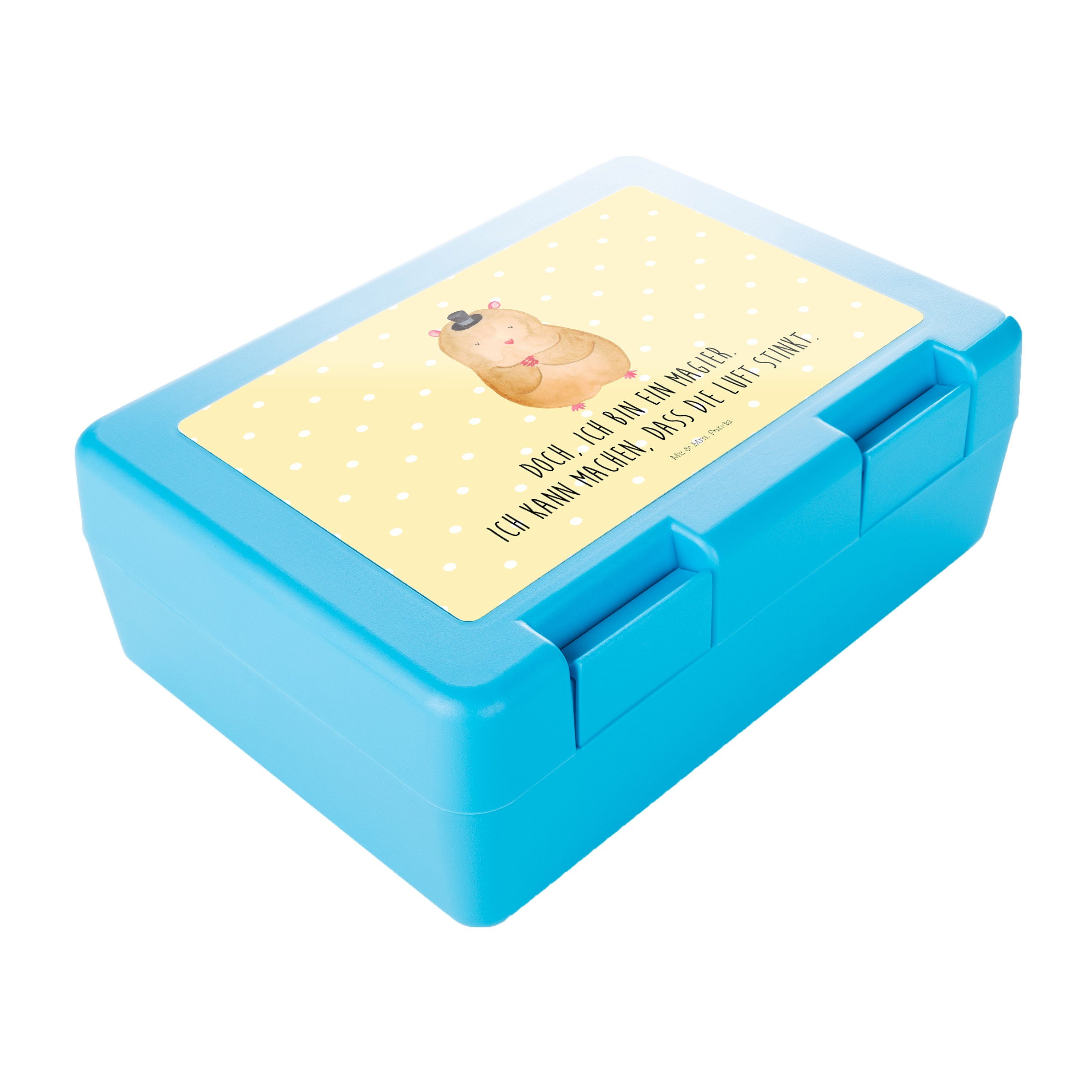 Mr. & Gelb Butterdose Geschenk, Hut Pastell (1-tlg) Mrs. Brotbox, Kunststoff, - mit Brotzeitbox, Premium - Snac, Panda Hamster