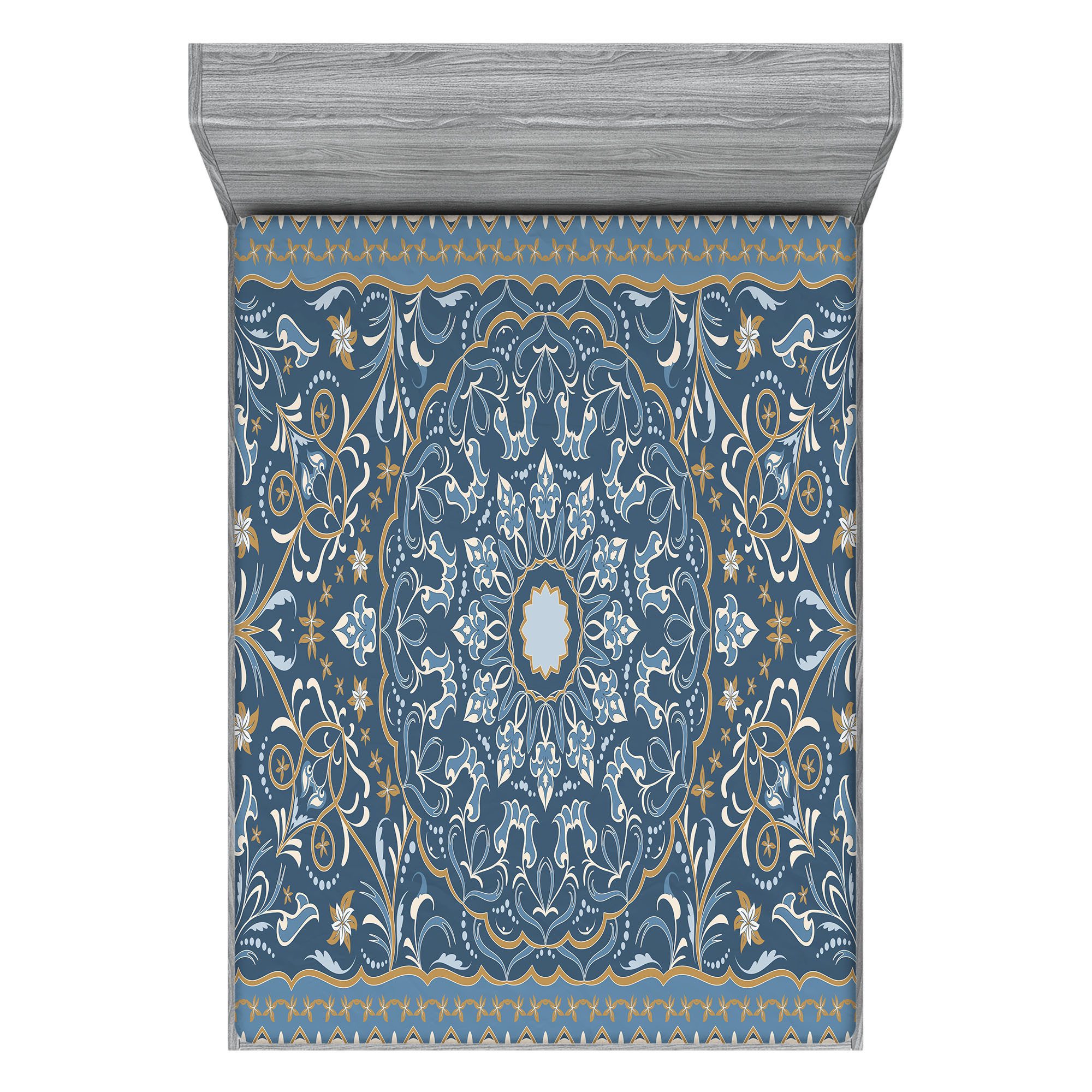 Abakuhaus Натяжні простирадла Soft Dekorativer Stoff Bettwäsche Rund-um Elastischer Gummizug, Antik Orientalisch Kunst Blumig Trippy