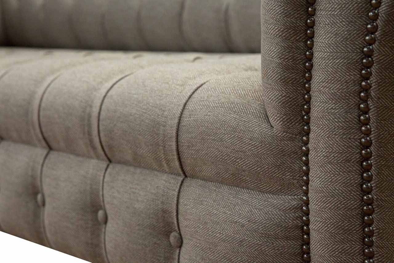 Made Beige klassischer 3 Sofa Sitz, In Europe Sofa Chesterfield Couch Stil JVmoebel englisch