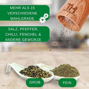 Thiru Salz-/Pfeffermühle patentiertes Keramikmahlwerk - inkl. Untersetzer & Reinigungspinsel