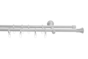 Gardinenstange Stilgarnitur Zürich, SN DECO GROUP, Ø 16 mm, 2-läufig, fixmaß, Verschraubt, Stahl, Komplettset mit Ringen