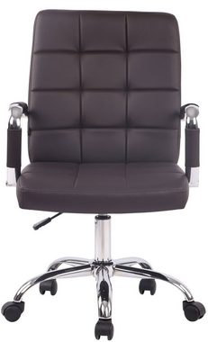 TPFLiving Bürostuhl Deal V1 mit bequemer Rückenlehne - höhenverstellbar und 360° drehbar (Schreibtischstuhl, Drehstuhl, Chefsessel, Bürostuhl XXL), Gestell: Metall chrom - Sitzfläche: Kunstleder braun