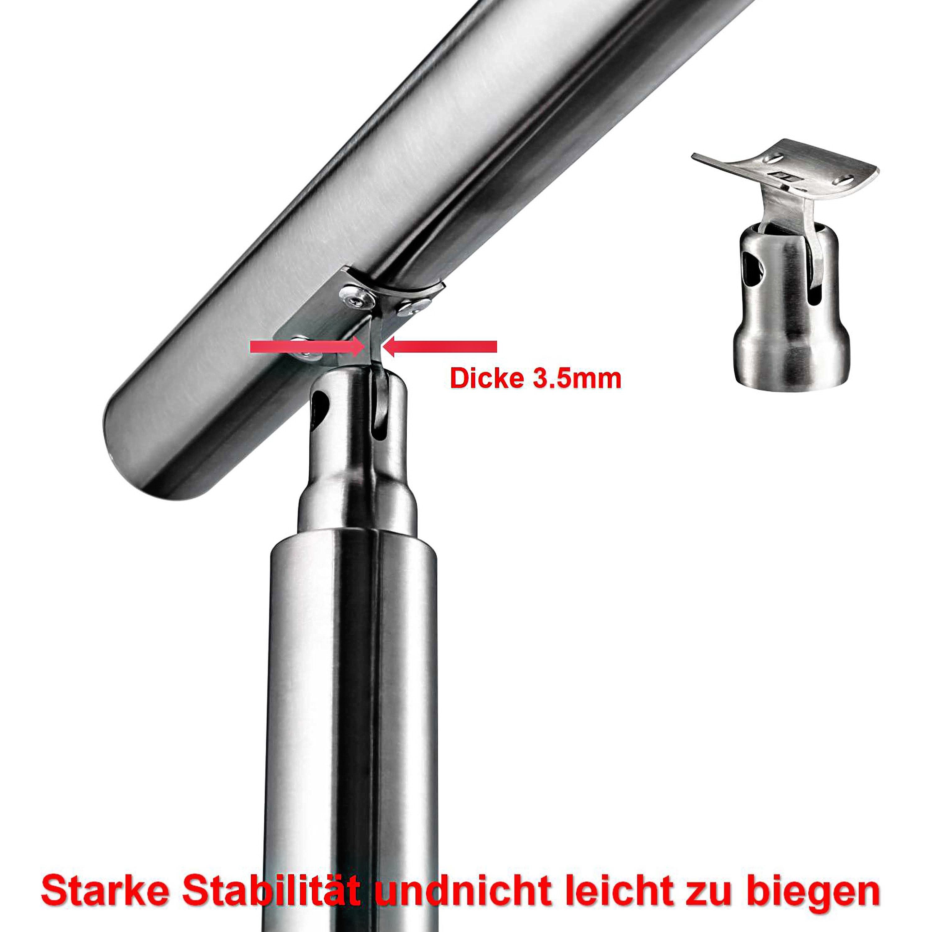 AICA Treppengeländer Edelstahl Material Handläufe 3/5 guardrails Treppe Geländer 80-240 cm, 100 cm Länge, Packung, 3-tlg., 201 Edelstahl, Starke Qualität, Verst – Bild 4 von 5