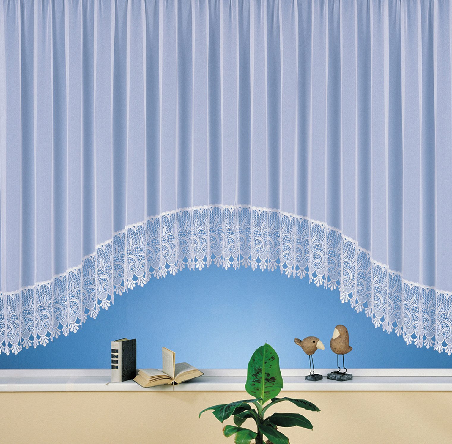 heimtexland Gardine Stores Vorhang Makramee Sockel Borte weiß Typ516 (1 St) günstig online kaufen