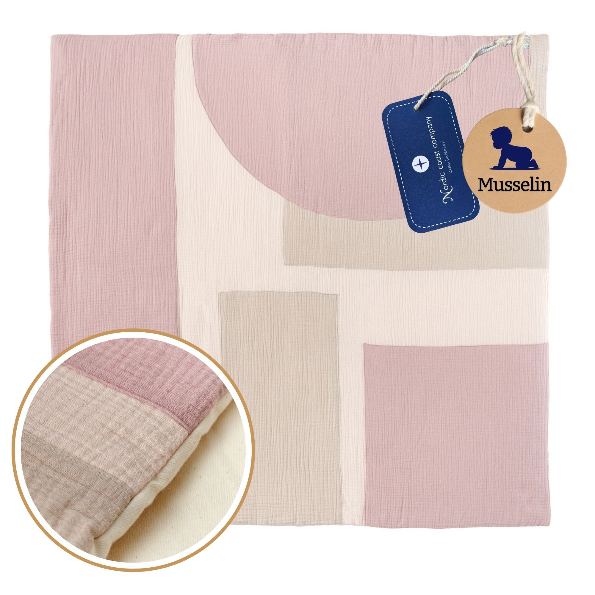 Krabbeldecke Musselin Laufstalleinlage Baby Babyzimmer Teppich, Nordic Coast Company, laborgeprüft, sanft zu Babys Haut