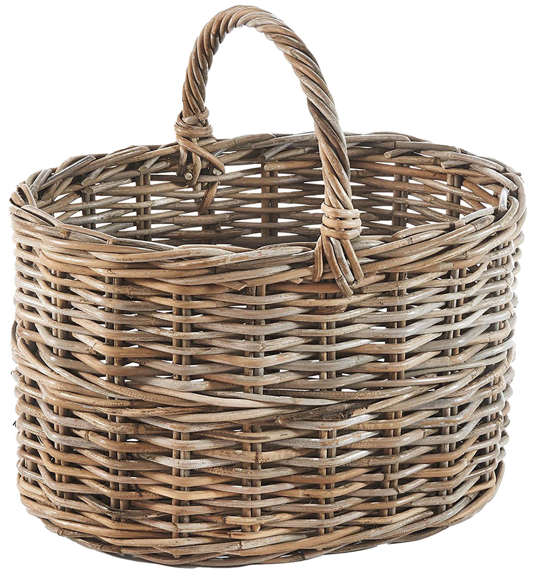 Kobolo Einkaufskorb Korb mit Henkel aus Rattan in kubu grey oval günstig online kaufen