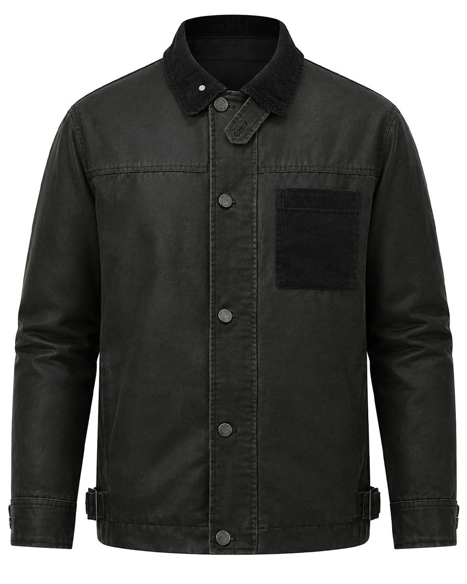 YOUTHUP Allwetterjacke Herren dünne Übergangsjacke mit Kord‑Kragen, verstellbarem Saum robust, winddicht