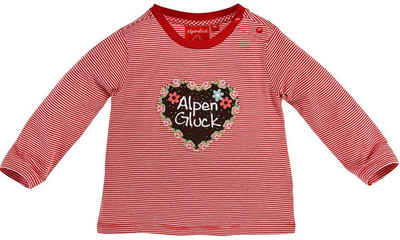 BONDI Langarmshirt »Mädchen Ringel Shirt "Alpenglück" mit Herz 86350 - Rot Weiß - Trachten Baby Kinder Pullover Bekleidung«