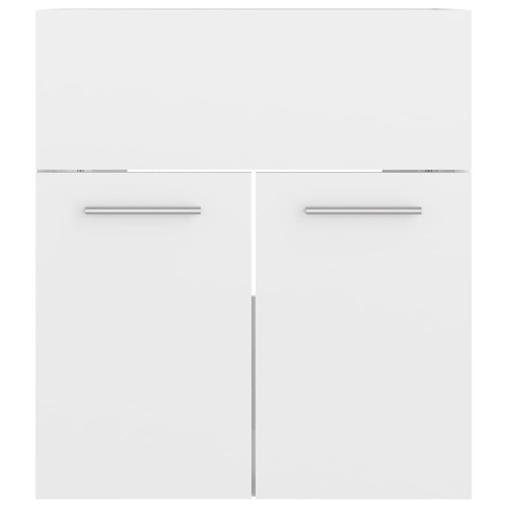Badezimmerspiegelschrank Waschbeckenunterschrank Hochglanz-Weiß (1-St) vidaXL Einbaubecken mit