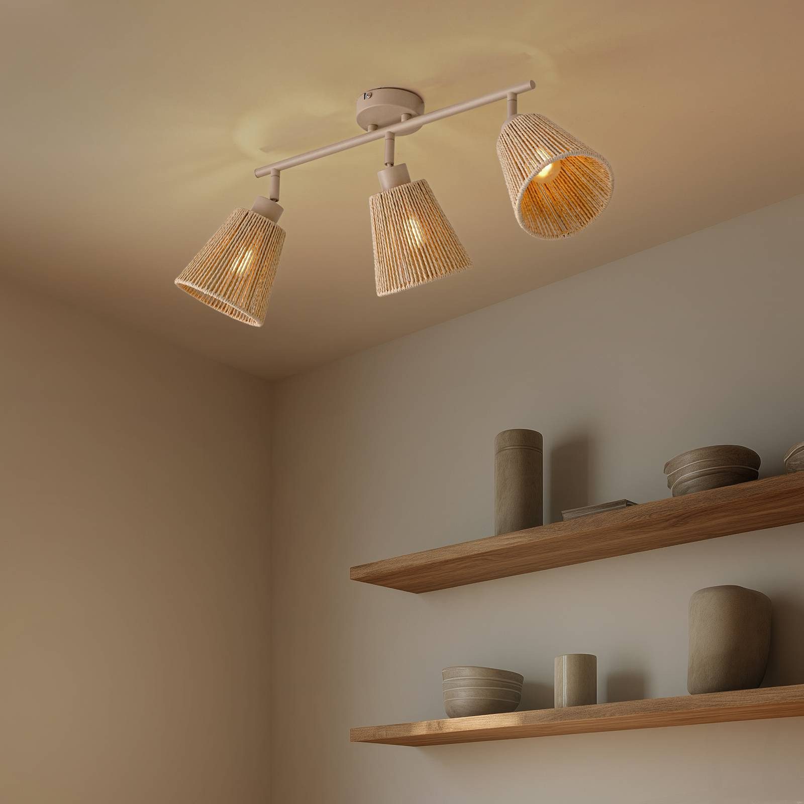 Lindby Deckenleuchten Anuva, Creme IP20, 3 x 10 W LED