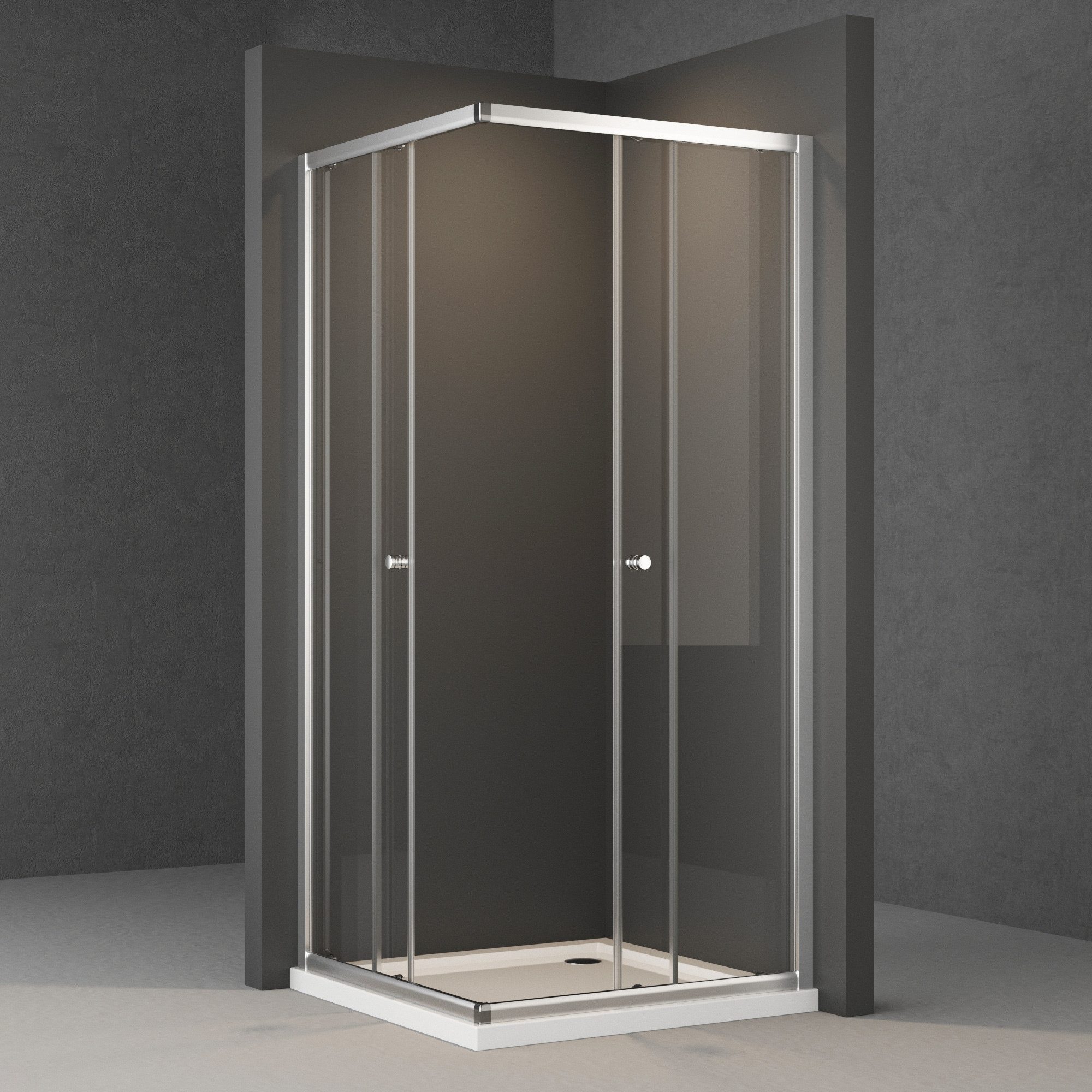 Hopibath Eckdusche Duschkabine Duschabtrennung für dusche Eckeinstieg, BxT: 80x80 cm, 5mm Sicherheitsglas, Doppel Schiebetür H:185cm, Breite,Tiefe: 100/90/80/75cm, Alurahmen, 16 Türrollen, Aluprofile mit 20mm Verstellbereich