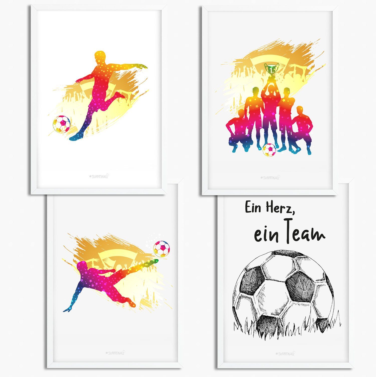 Sunnywall Poster Poster Kinderzimmer Fussball (4er Set), Fussball (Set) günstig online kaufen