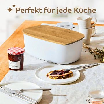 KONZEPT Brotkasten Brotkasten mit Schneidebrett aus Holz 2in1 Brotbox, Groß, BPA-frei, europäische Produktion