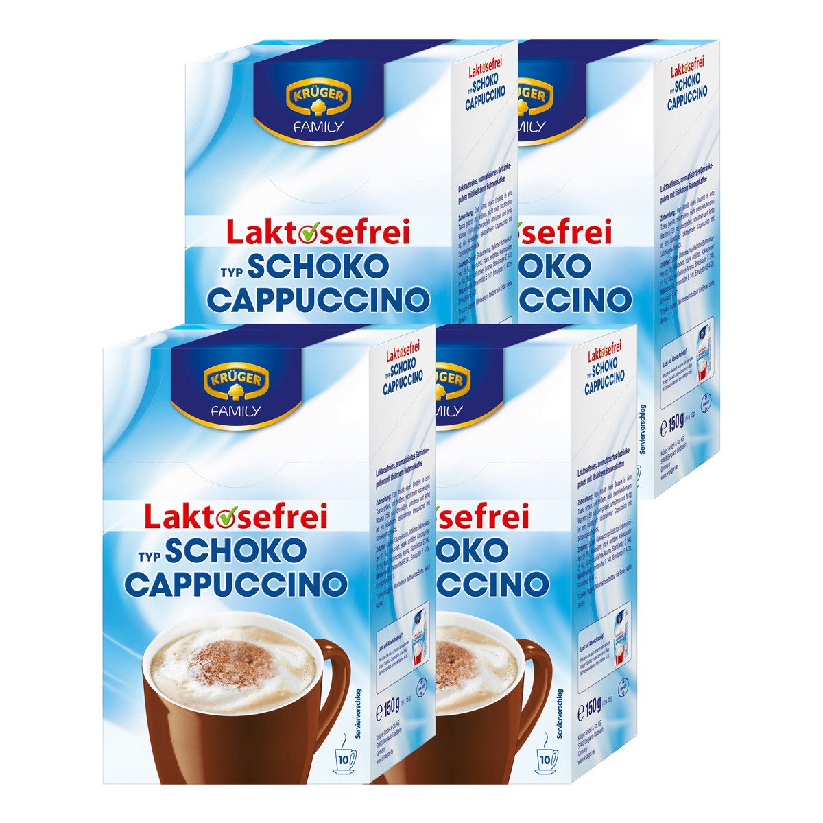 Krüger Kaffee, Krüger Cappuccino Schoko enthält Koffein Laktosefrei 10x15g 4er Pack