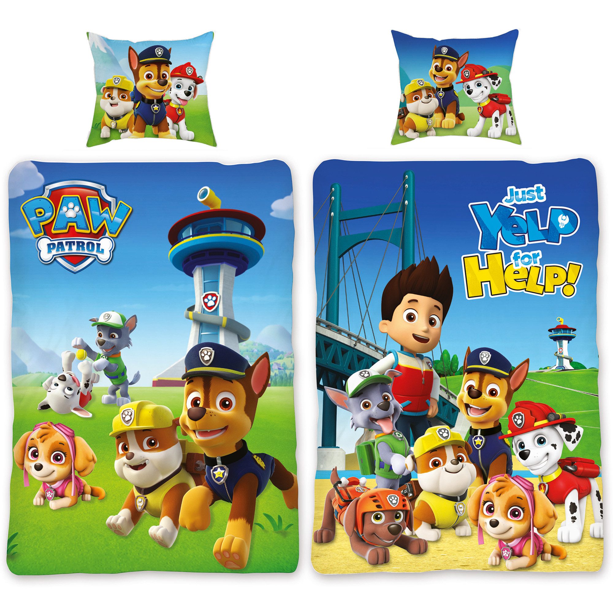 Kinderbettwäsche Paw Patrol Bettwäsche Team Blau Linon / Renforcé, BERONAGE, 100% Baumwolle, 2 teilig, 135x200 + 80x80 cm