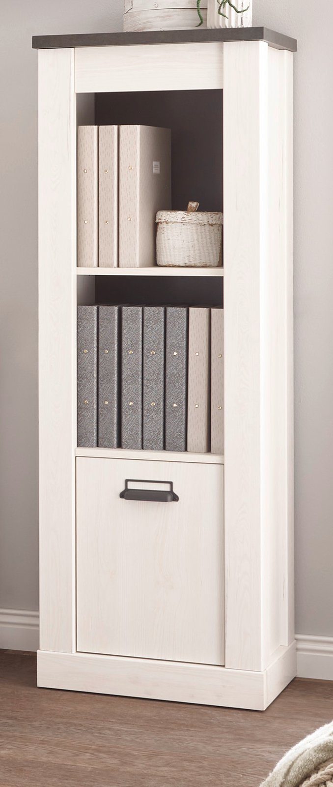 Furn.Design Aktenregal Stove, Regalschrank in Pinie weiß Landhaus, mit Soft-Close
