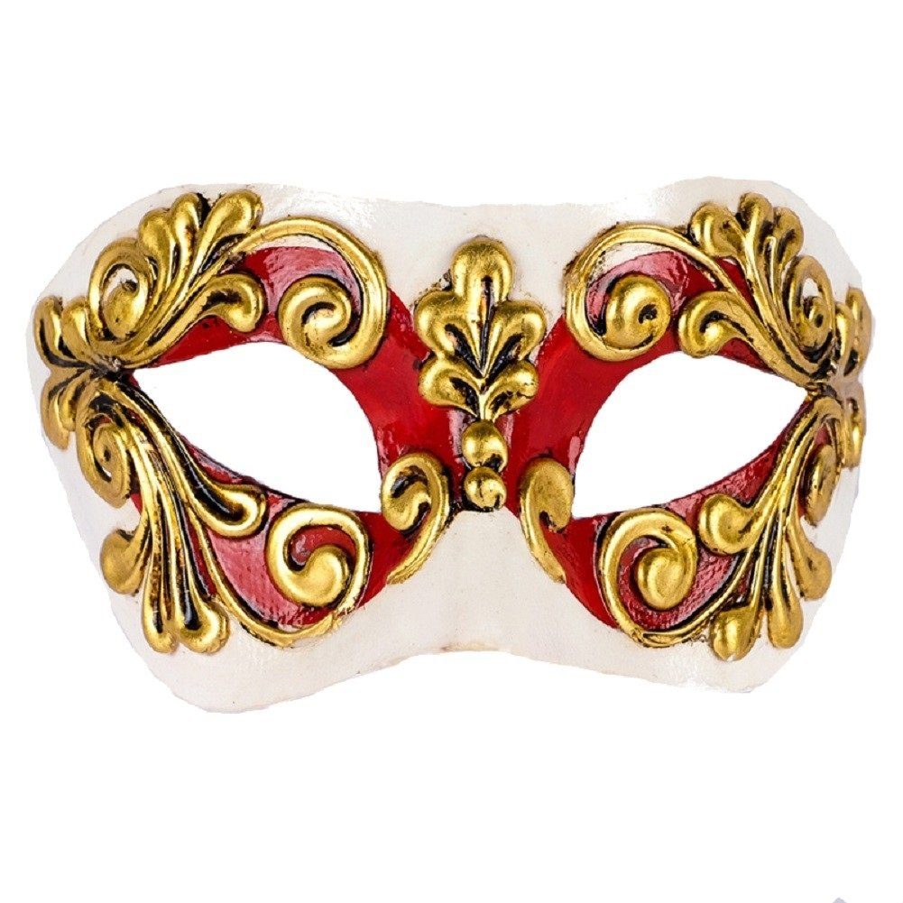 Carta Alta Venetian Masks Verkleidungsmaske Handarbeit Original Venezianische Maske Damen Colombina Occhi Rot, Hergestellt in Venedig