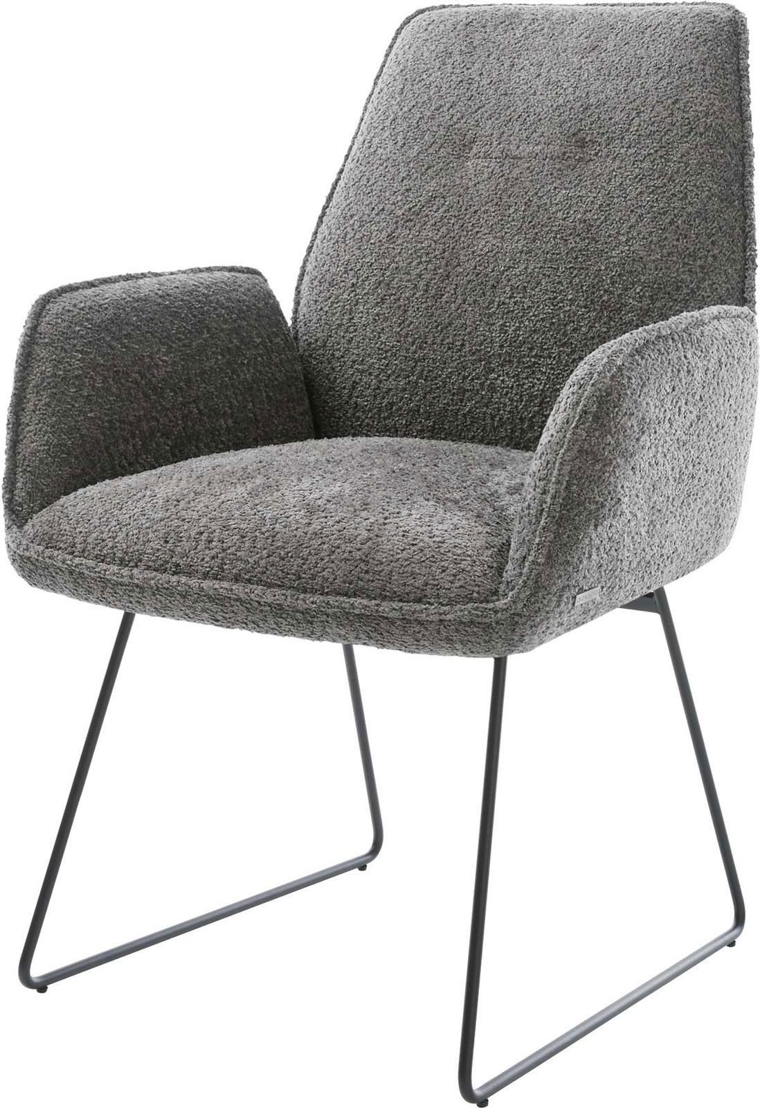 DELIFE Polsterstuhl Zoa-Flex, Kufengestell Schwarz Bouclé günstig online kaufen