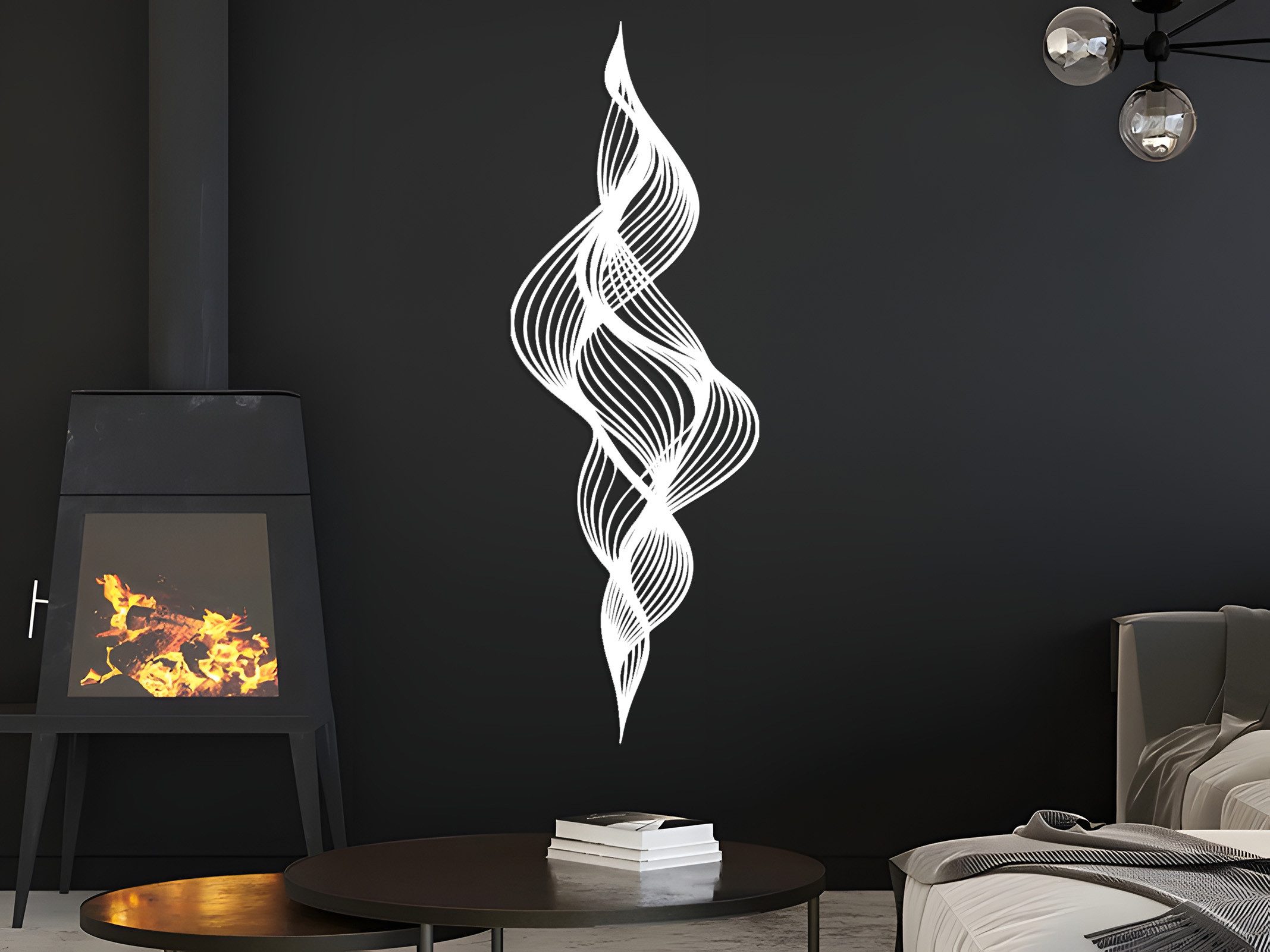 Jumpeak Wanddekoobjekt Wanddeko mit Wellenmotiven,Spiralmuster,Abstrakte Motive,Linienkunst, Metall,4 Farben,5 Maße,Dekorative Muster,Flurdekoration,Geschenkideen
