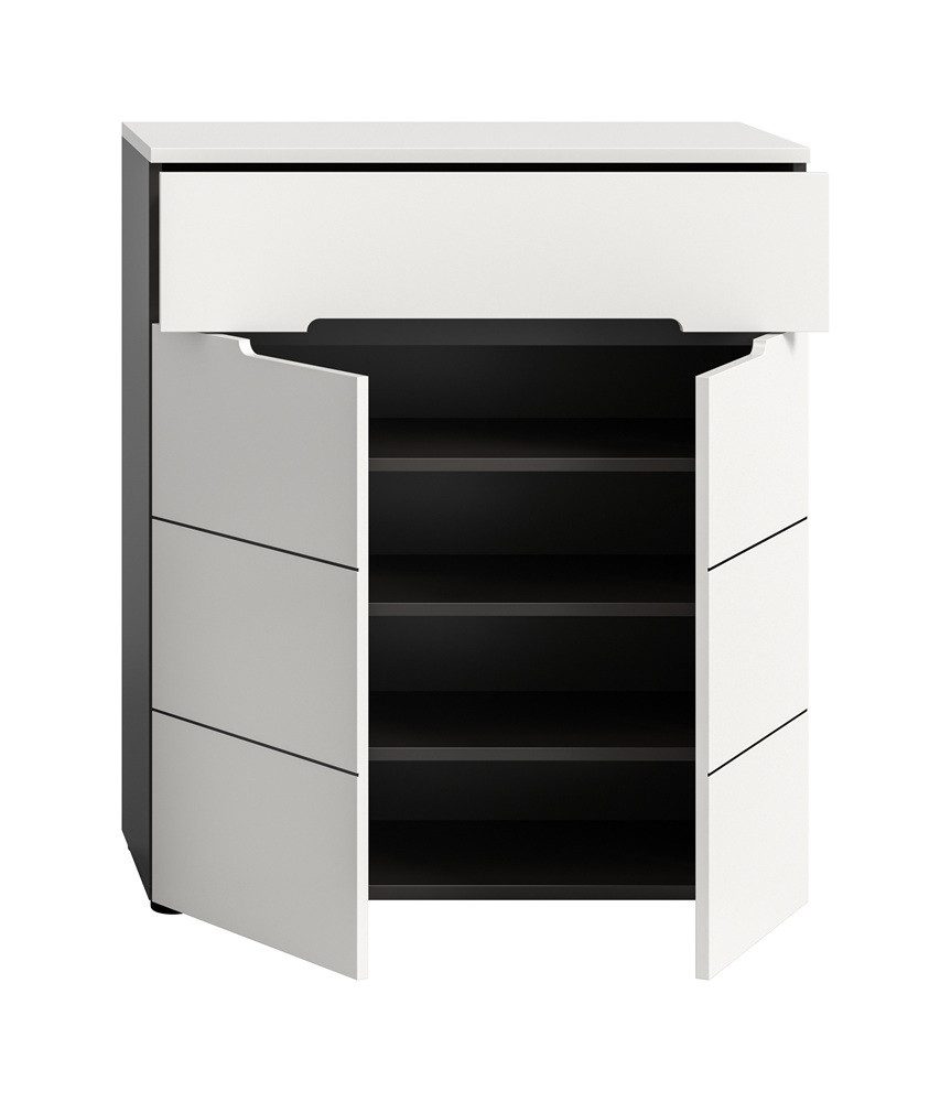 xonox.home Sideboard Schuhschrank, Kommode Canu, Weiß / Basalt grau, 80 cm