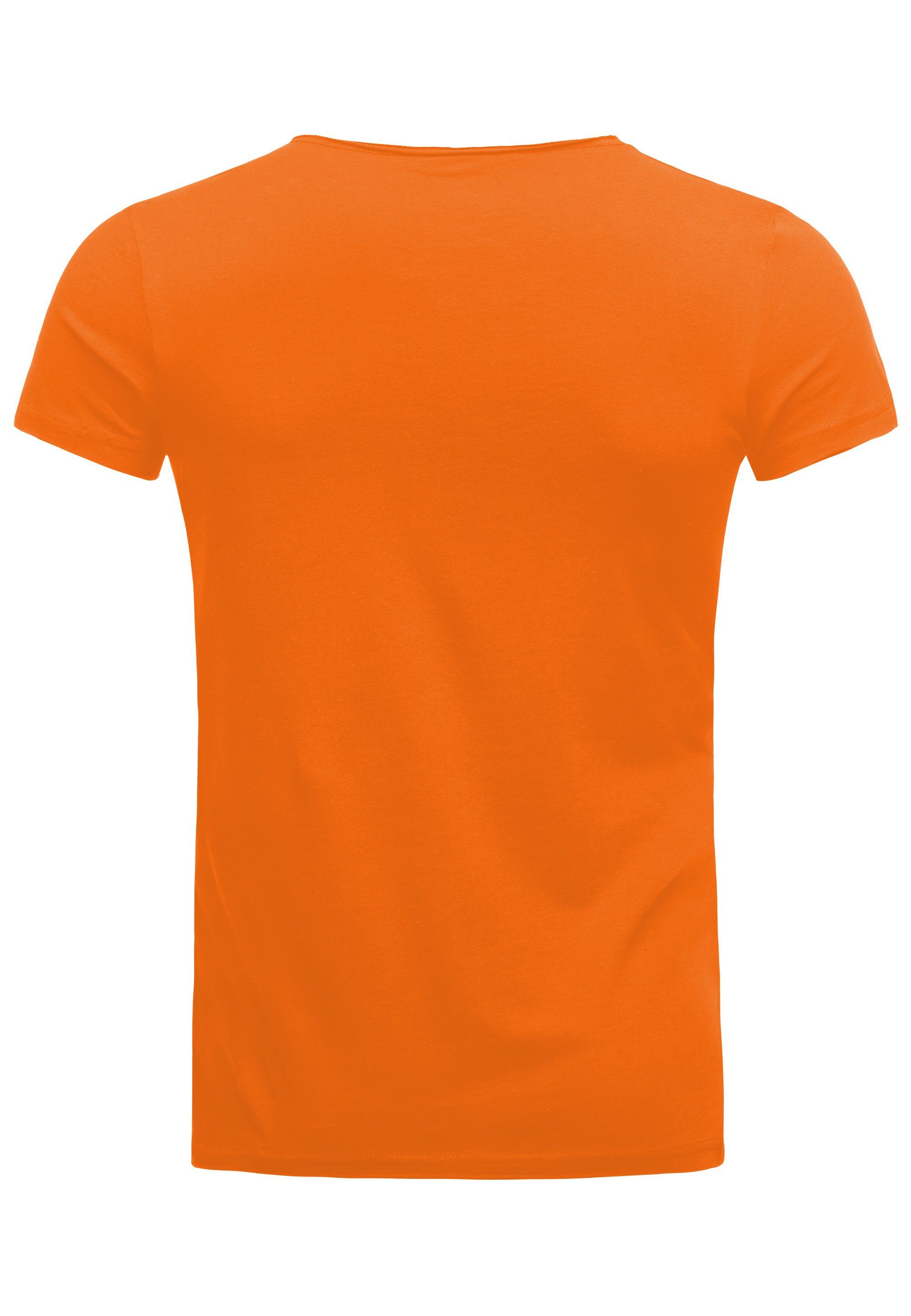 Manhattan T-Shirt orange-weiß coolem RedBridge Pipe Uncle mit Print