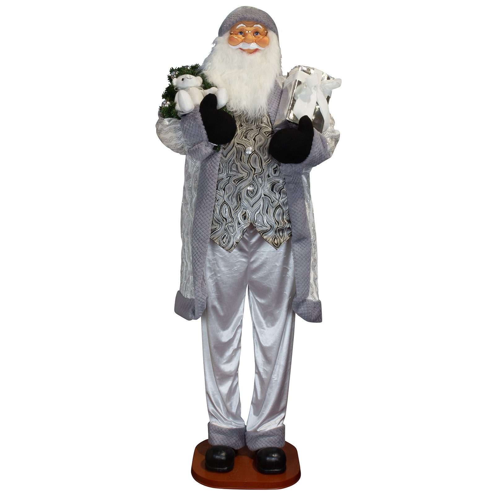 Christmas Paradise Weihnachtsmann XXL Deko Figur 180 cm (Weihnachtsdeko, 1 St., stehend), silber, lebensgroß