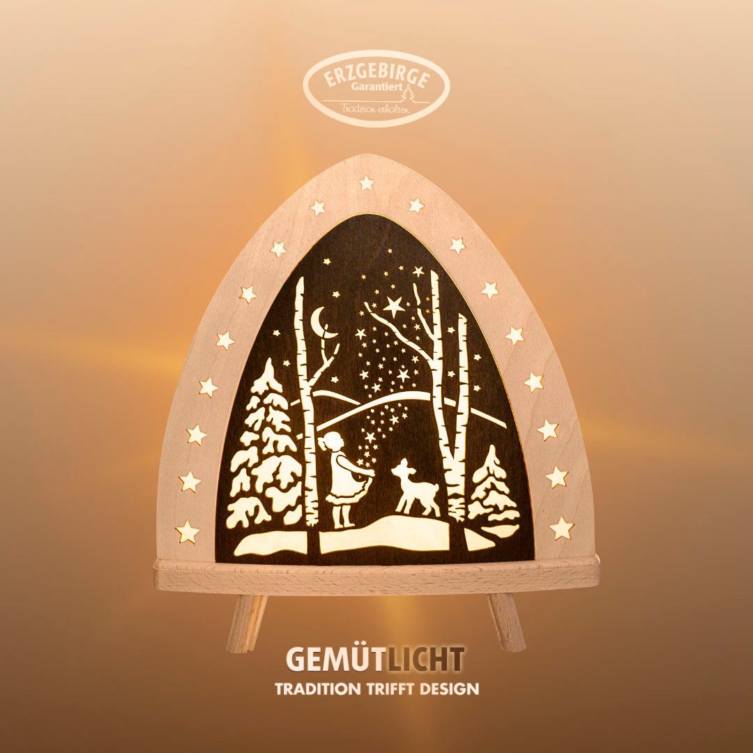 Weigla Lichterbogen LED Sterntaler, Holz Dekolampe, Märchen, NATUR-BRAUN, M günstig online kaufen