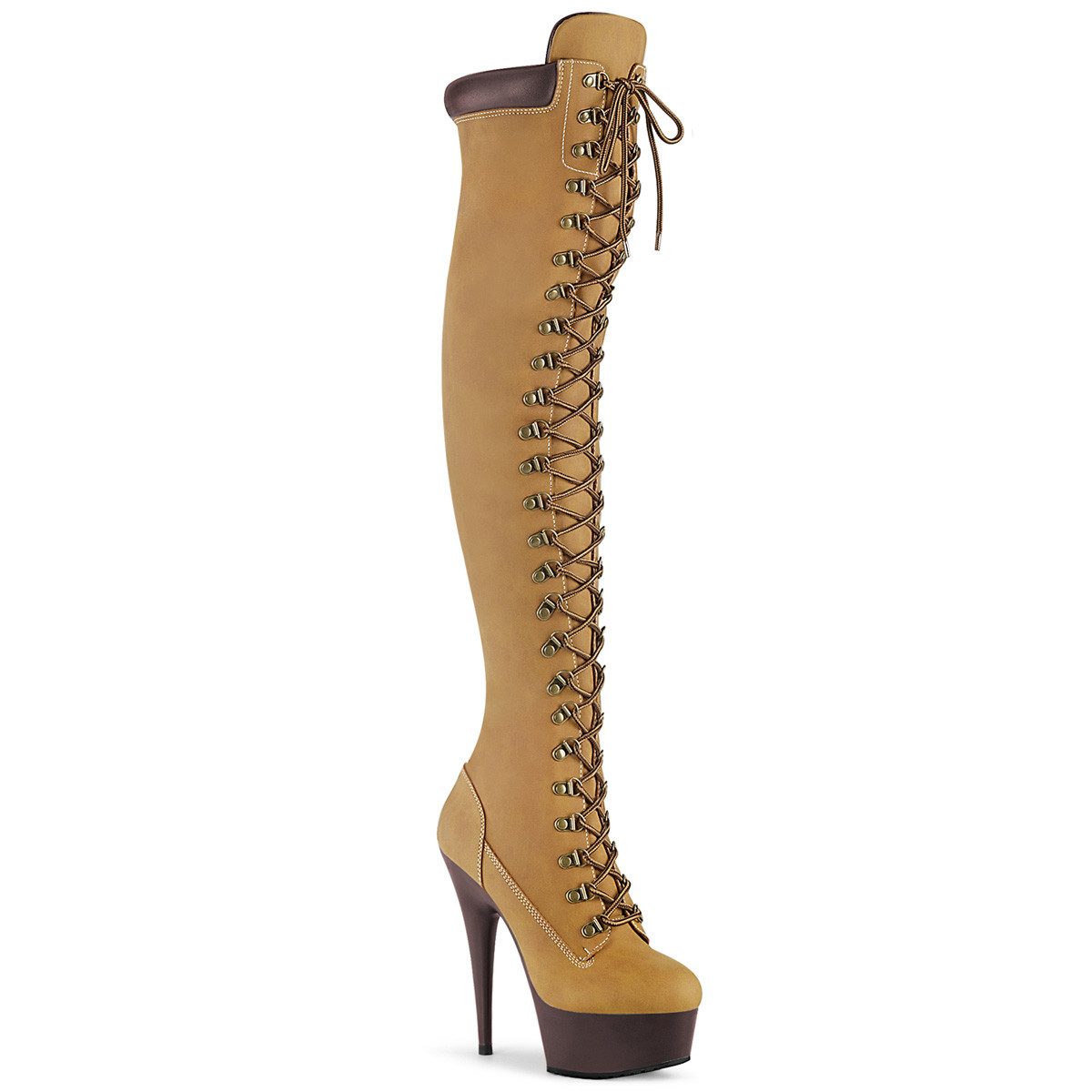 Pleaser Sale DELIGHT-3000TL Pleaser vegane Damen High-Heels Plateau Overkneest High-Heel-Stiefel